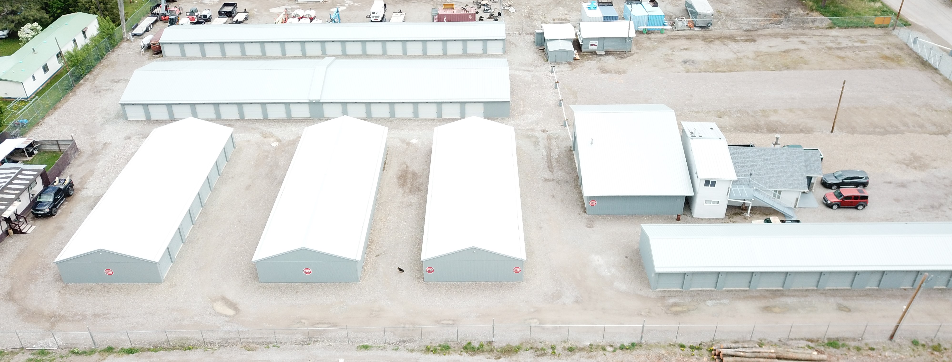 Aerial view from the east side of Sunset Storage in the Flathead Valley
