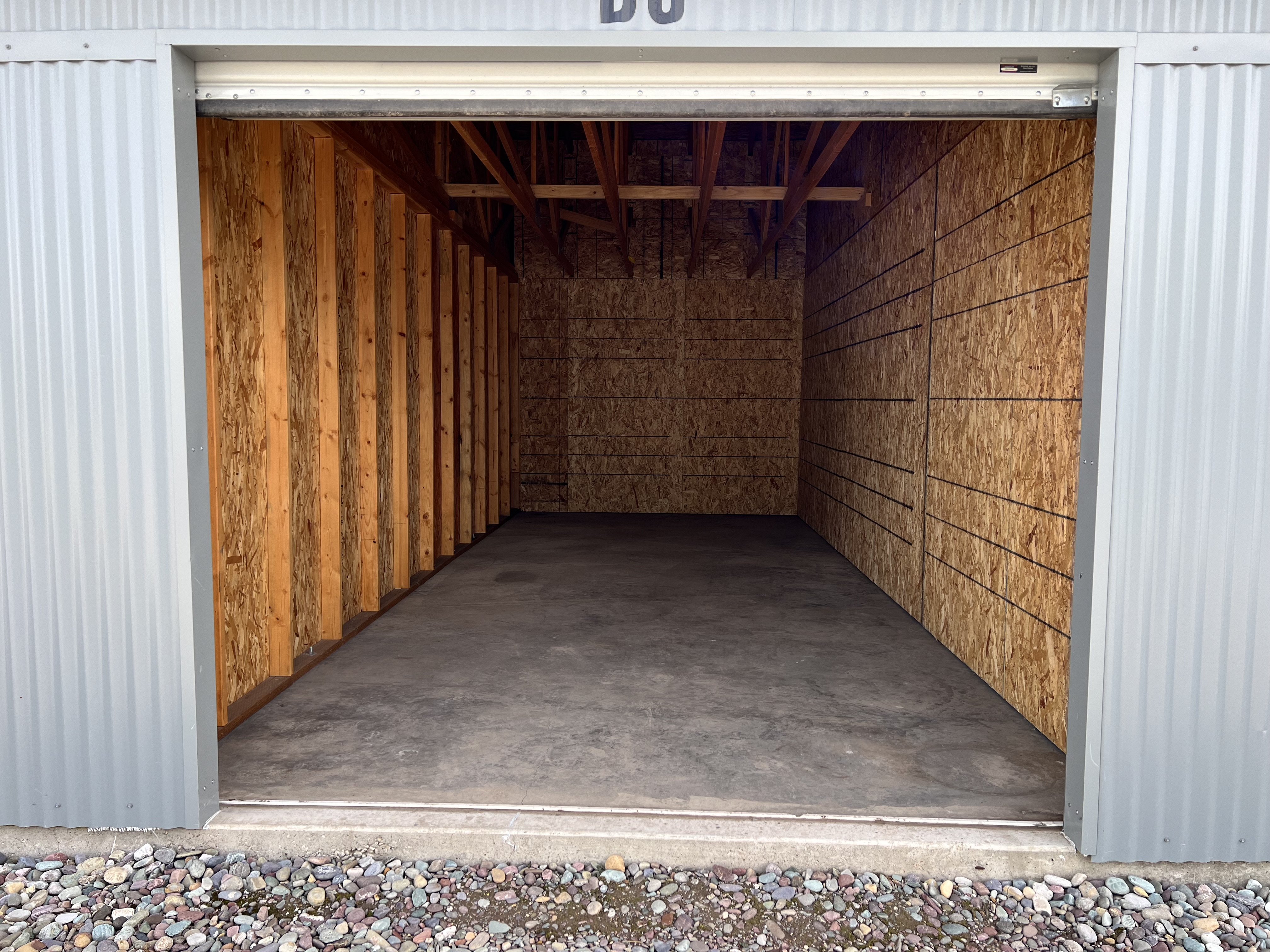 Inside a clean storage unit at Sunset Storage Kalispell